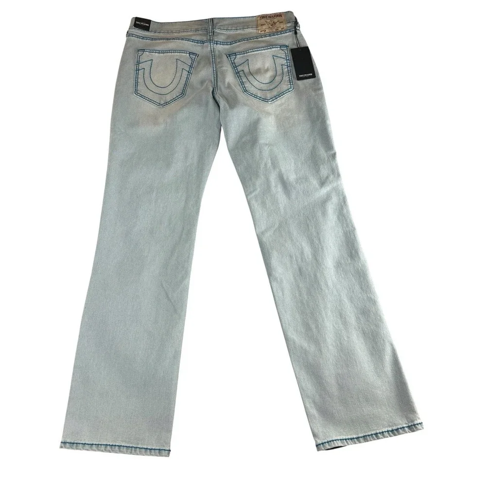 TRUE RELIGION 36 Ricky Big T Jeans Mens Light Wash Straight 701453 NWT
